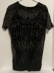 Raw State Shirt Mens MED Black Distressed Graphic Tee