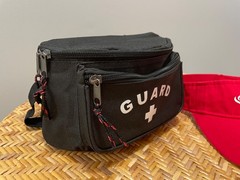 Lifeguard T-Shirt Unisex Adult Medium Red GUARD Logo, Visor, Waist Pack, Whistle