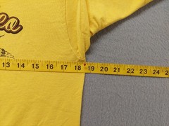 Jerzees Dri Power Men Shirt M Yellow Graphic Tee Long Sleeve Crew Neck Regular