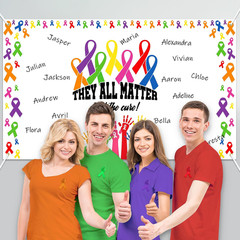 Cancer Awareness Signable Poster with Colorful Ribbon for Charity Events