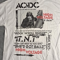 AC/DC High Voltage Album And Song Titles Front Back Design Shirt Medium
