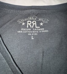 RRL Double RL Ralph Lauren V-Neck T Shirt Color Black Size L