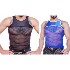 Men Shirt Gym Tank Top Bodybuilding Vest Tee Sissy Glossy Holiday Wrestling