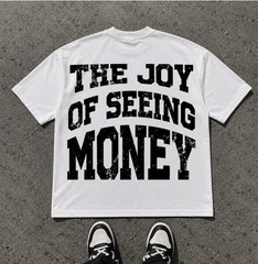 Money Graphic Tee Y2K Streetwear Oversized White T Shirt