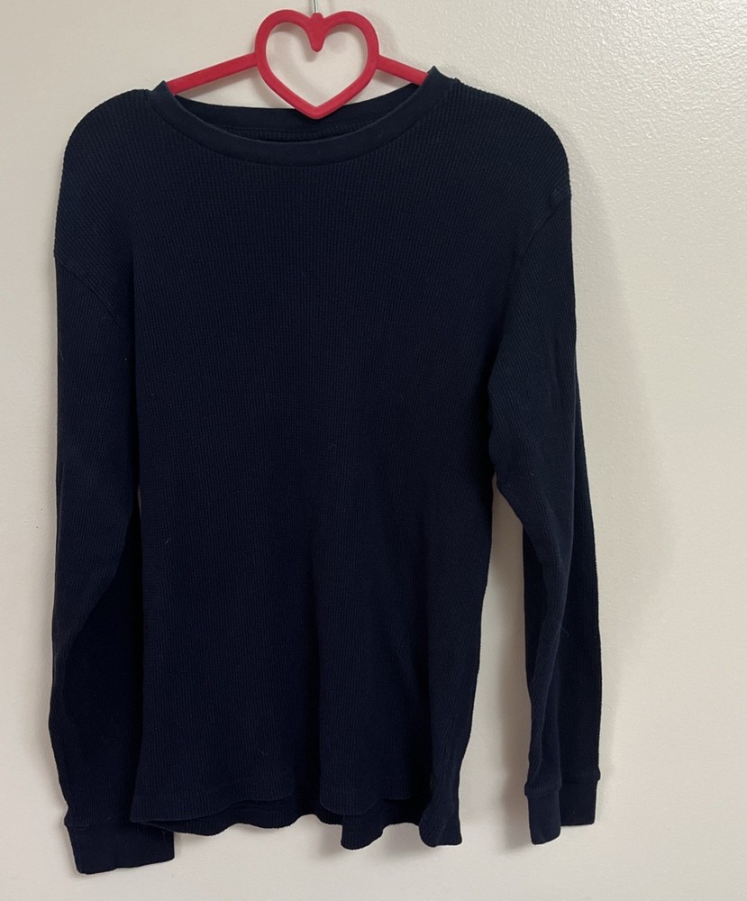 Knocker Active Wear Blue Waffle Knit Long Sleeve Shirt Mens Size Medium