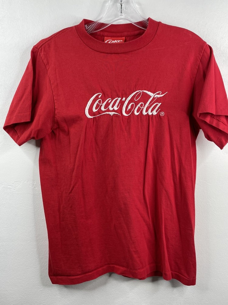 Vintage 80s-90s Coca Cola Classic Red Single Stitch T-shirt Sz M Embroidered