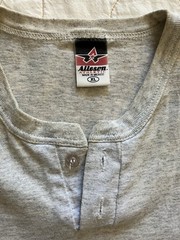 Vintage Alleson Athletic T Shirt Men 2XL Light Gray Henley Button Neck New