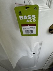 Bass & Co Men’s M White Solid Pique Henley Neck Short Sleeve T-Shirt