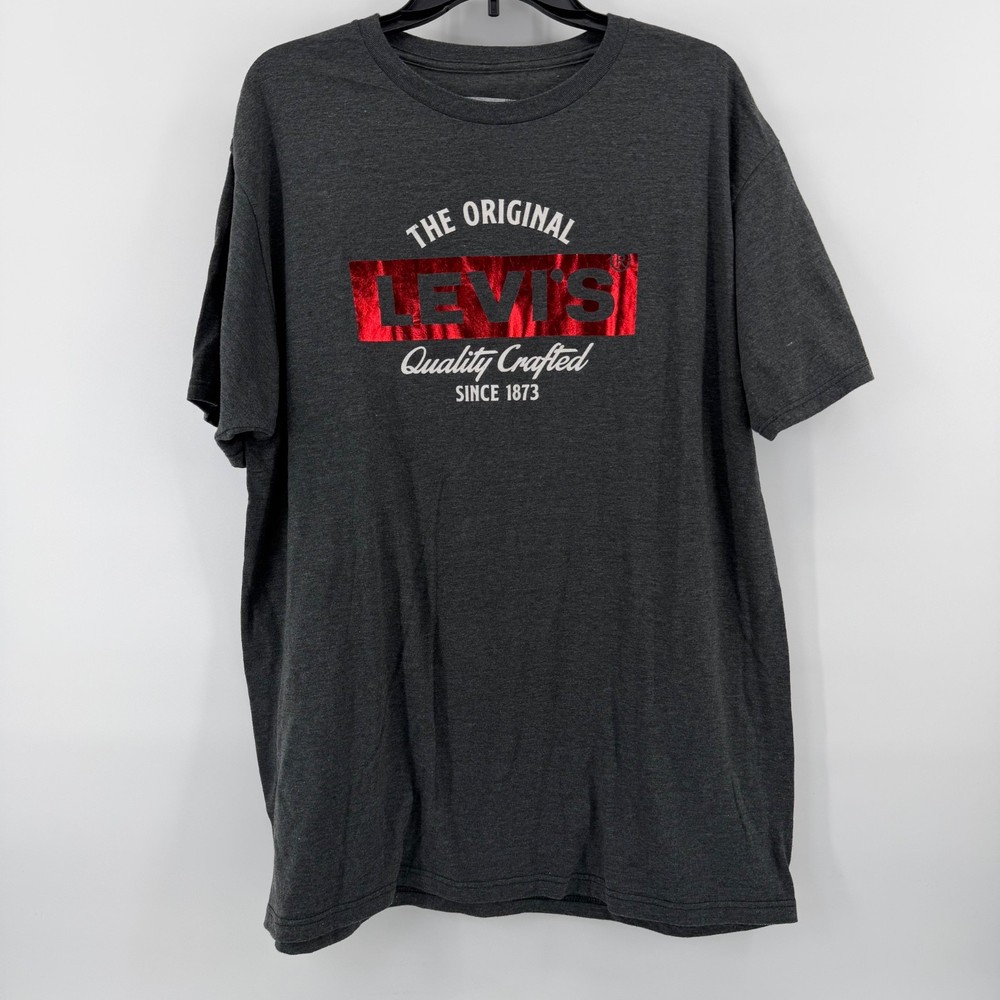 Levi’s Men’s Graphic Red Foil Logo T-Shirt – Size XL – Gray – Classic Americana