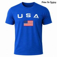 New Men’s USA Flag T-Shirt with Crewneck, Short Sleeves and 100% Cotton Material