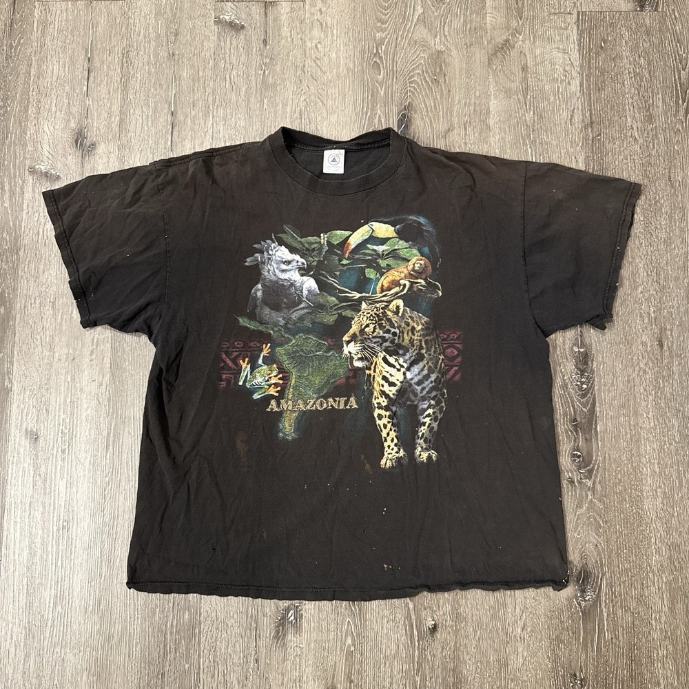Vintage Amazonia Shirt Mens 2XL Nature Rainforest Double Sided Graphic 90s