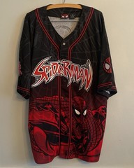 The Amazing Spider Man Baseball Jersey Mens XL Black Red Marvel Comics 2001 NWOT