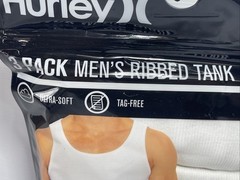 Hurley ~ Men’s 3-Pack Ribbed Tank Cotton Blend Tag Free White ~ M(38-40)