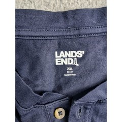 Lands’ End Henley Shirt Mens 2XL 50-52 Blue 100% Cotton Button NWT