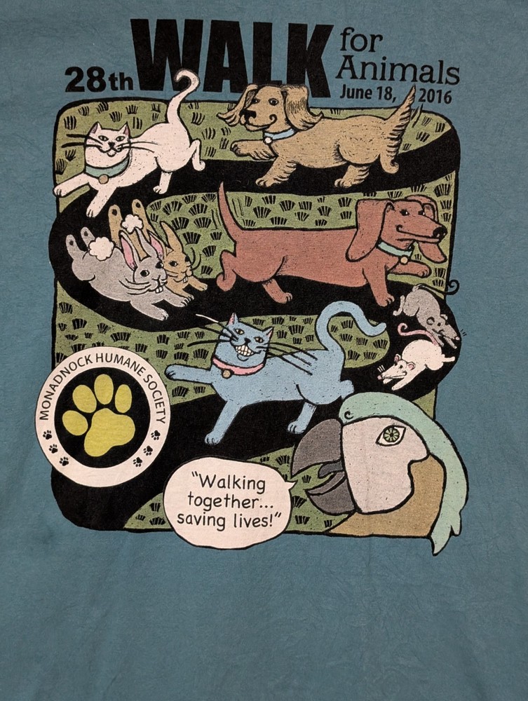 The Mountain Men’s T-shirt Blue Walk For Animals Cats & Dogs Large #4047