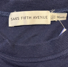 SAKS 5TH AVE Short Sleeve Crew-Neck T Shirt Men’s 2XL XXL Navy Blue Cotton Rayon