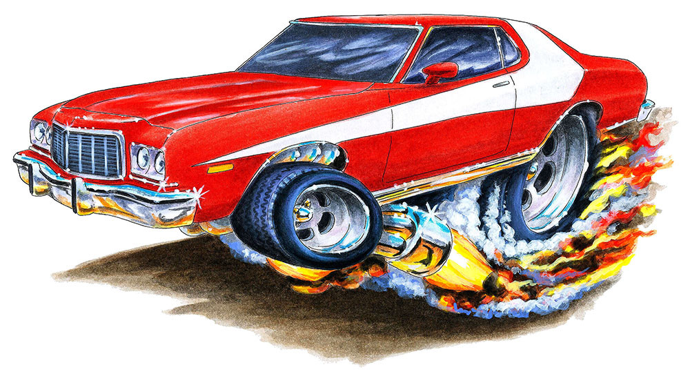 1976 Ford Torino Starsky Zebra3 Muscle Car Art Print NEW
