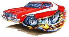 1976 Ford Torino Starsky Zebra3 Muscle Car Art Print NEW