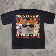Girls Love My Autism Swag Funny Cat Meme Comfort Tee