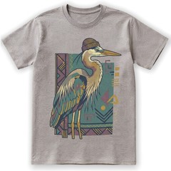 Hipster Heron Bird T-Shirt Beanie Hat Geometric Abstract Art Nature Gift