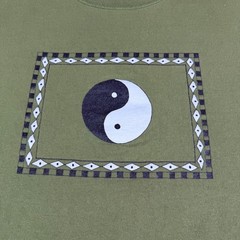 Vintage Earth Collection Yin Yang Graphic T Shirt Olive Green XL Anvil USA Made