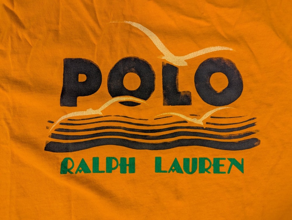 Polo Ralph Lauren Men’s Orange Seagull and Waves T-Shirt Large