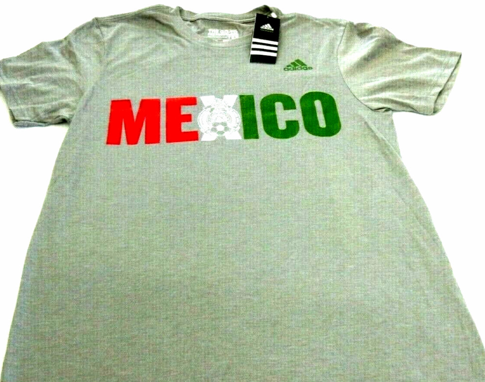 Men’s Adidas Performance Mexico Soccer Federation SS Logo Tee shirt Grey Size XL