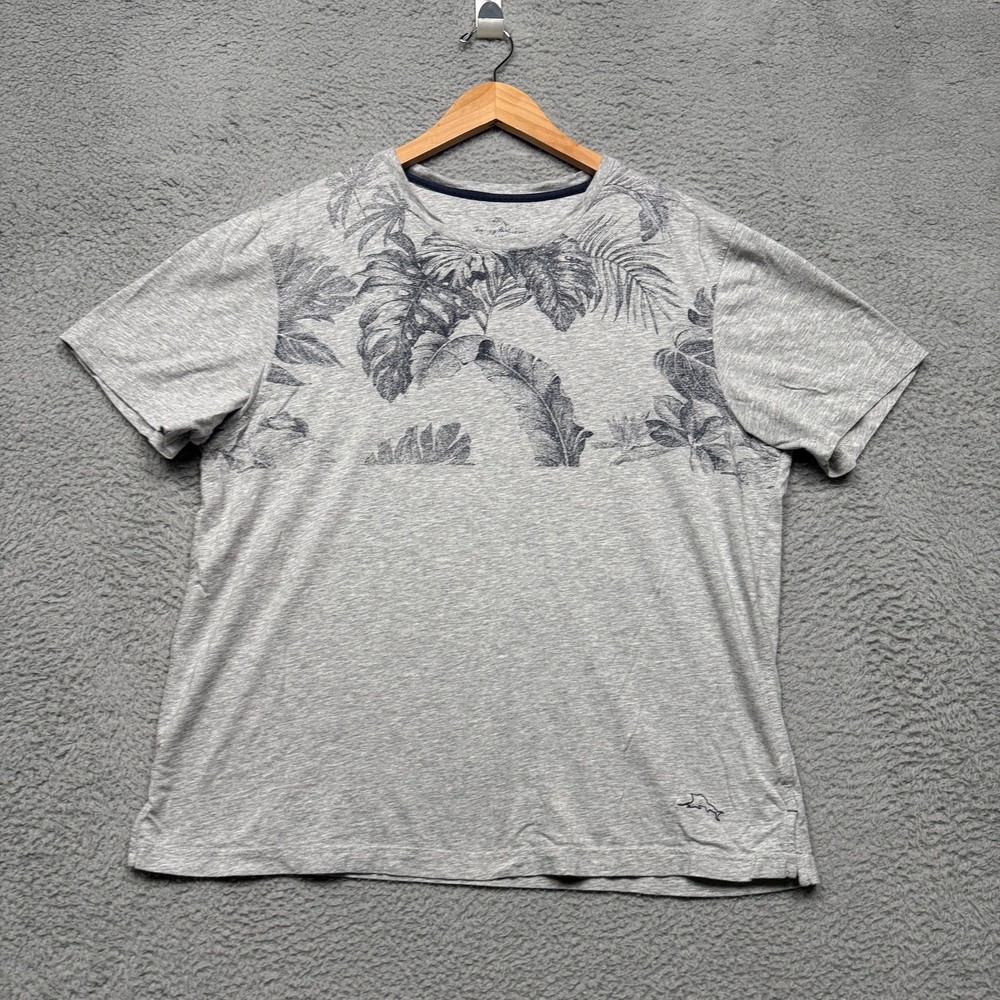 Tommy Bahama T-Shirt Mens Large Gray Graphic Tee Cotton Modal Casual