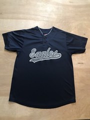 Alleson Jersey Short Sleeve Navy Blue Mens Sz Small (Eagles logo)