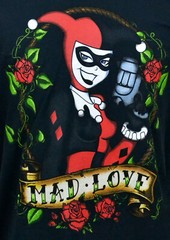 Harley Quinn T-shirt DC Comics Mad Love Tattoo Graphic Tee Cotton Black NWT