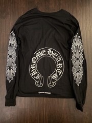Chrome Hearts Black Long Sleeve Pocket Tee Logo horseshoe floral L Cotton