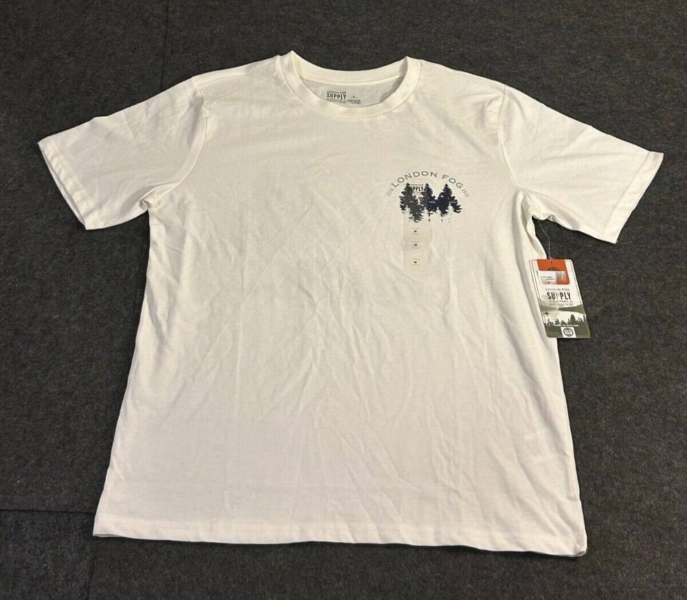London Fog Supply T Shirt Men’s Size Medium White 100 Year Anniversary NWT