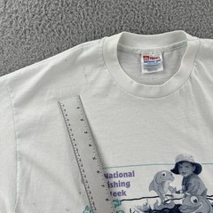 Vtg Hanes Heavyweight 50/50 Mens XL 90s Distressed White Shirt 1995 Fishing Week