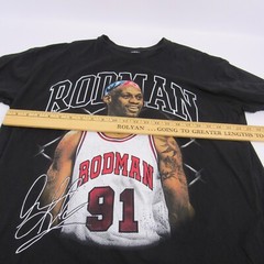 DENNIS RODMAN T-SHIRT Black Double Side Print Men’s XL Made in USA