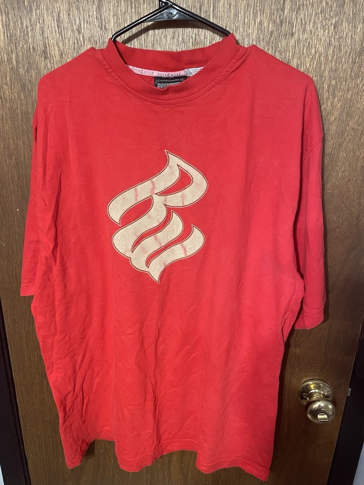 Vintage Rocawear Logo T Shirt Mens XXL Red Big Logo Y2K Hip Hop Streetwear Tee