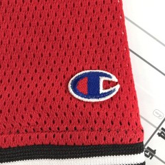 Vintage Champion Shirt Mens Medium Red Mesh V-Neck Short Sleeve Athletic Jersey