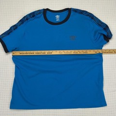 Umbro Mens XL Blue Ringer T-Shirt Logo Tape Shoulder Short Sleeve Crew Neck XL