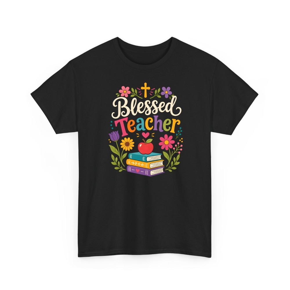 Mens Colorful Christian Teacher Floral Blessing T-Shirt