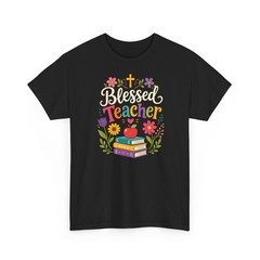 Mens Colorful Christian Teacher Floral Blessing T-Shirt