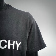 Givenchy Black Knit T-Shirt 4G Logo Back Graphic Short Sleeve Men’s
