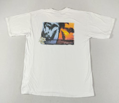 Speedo Shirt Mens Medium White Tropical Palm Sunset Graphic Tee Beach Summer