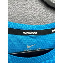 Nike Running Shirt Mens Sz XL Dri-FIT Blue Geometric Triangle Pattern Tee