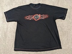 Vintage No Boundaries Shirt Mens Large Flames Tribal Rhino Black Skate Skater