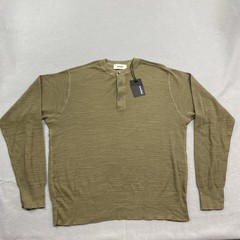 Buck Mason Shirt Mens Large Olive Daybreak Rower Thermal Knit Henley Long Sleeve