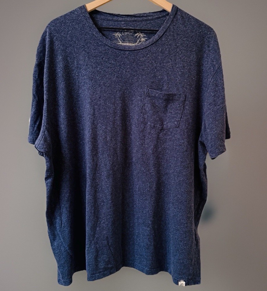 Grayers Men’s XXL Linen Cotton Blend Pocket Tee Shirt Blue Marled Heather Palm