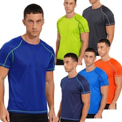 US Men Short Sleeve Swimsuit Rash Guard Workout Sports Tops Shirts Activewear