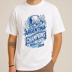 Argentina Champions 2026 T-Shirt Soccer Football Fan Graphic Tee White Unisex