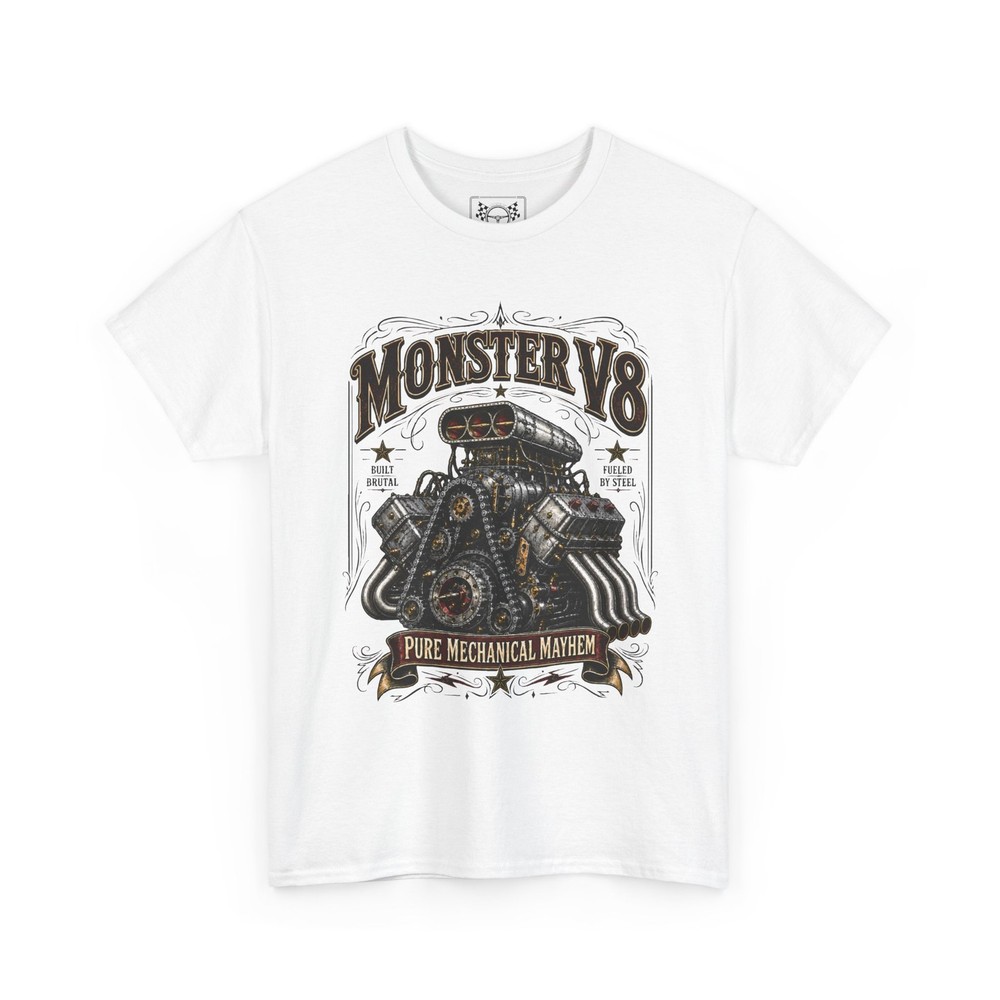 Monster V8 Engine Vintage T-Shirt Big Block American Car Tee Race Fans Gift