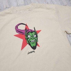 Men’s Loiter × Marvel Green Goblin HUGE Graphic Off White Cotton Shirt Size M