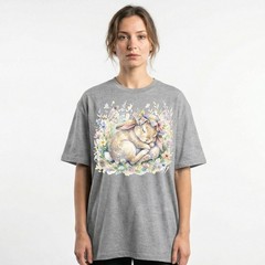 Cute Easter Bunny Floral Watercolor Spring T-Shirt Animal Pastel Holiday Tee